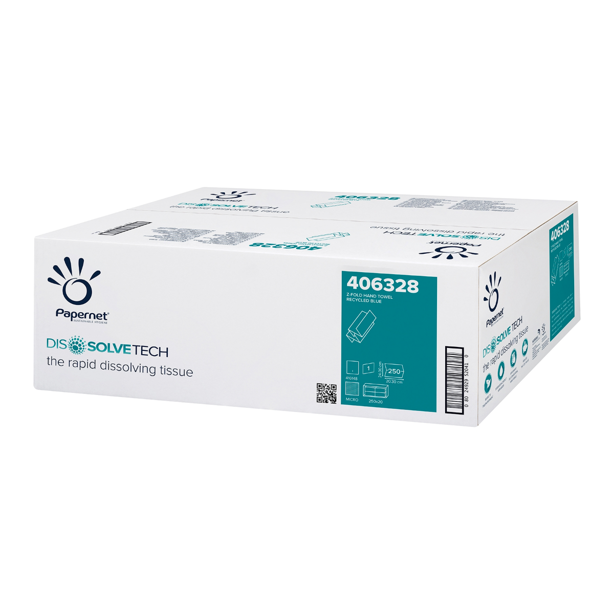 Papernet Dissolve Tech Z-Fold Hand Towel 1Ply Blue 406328