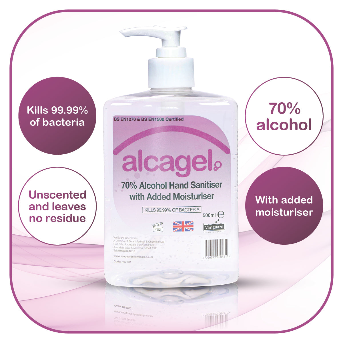 Vanguard Alcagel® 70% Alcohol Hand Sanitiser (9x500ml)